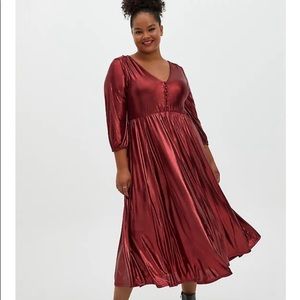 Torrid RED LIQUID KNIT TEA LENGTH DRESS